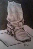 Drawings - Old Boot 1 - Charcoal